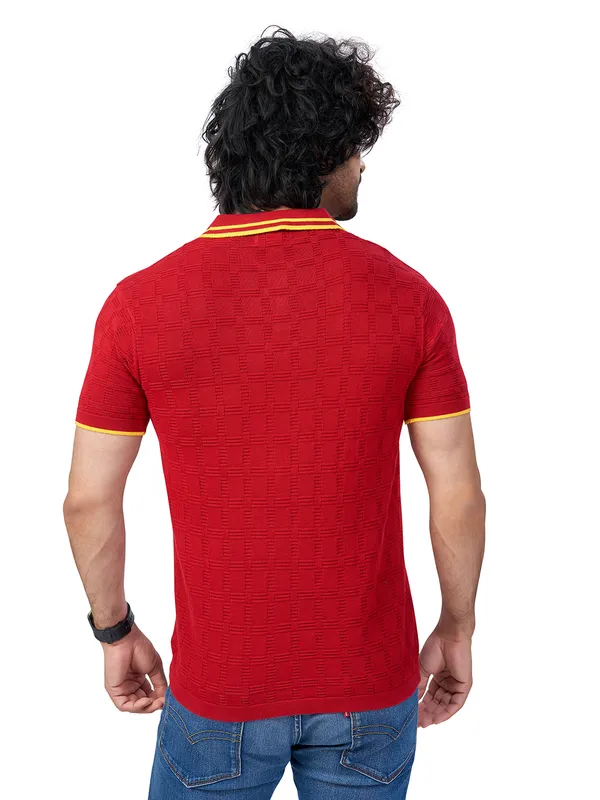 Yellow_&_Maroon_Cotton_Solid_Premium_Flat_Knit_Polo_T-Shirt_For_Men