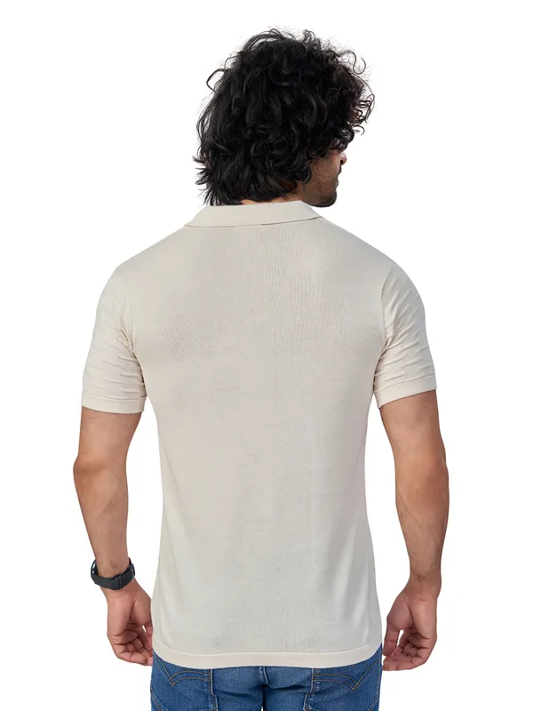 Off_White_Cotton_Solid_Premium_Flat_Knit_Polo_T-Shirt_For_Men