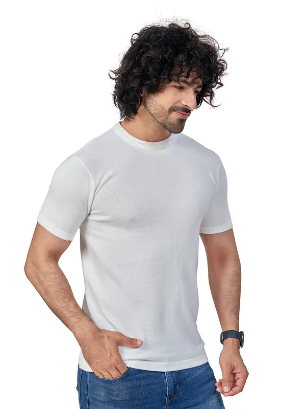 White_Cotton_Solid_Premium_Cotton_Round_Neck_T-Shirt_For_Men
