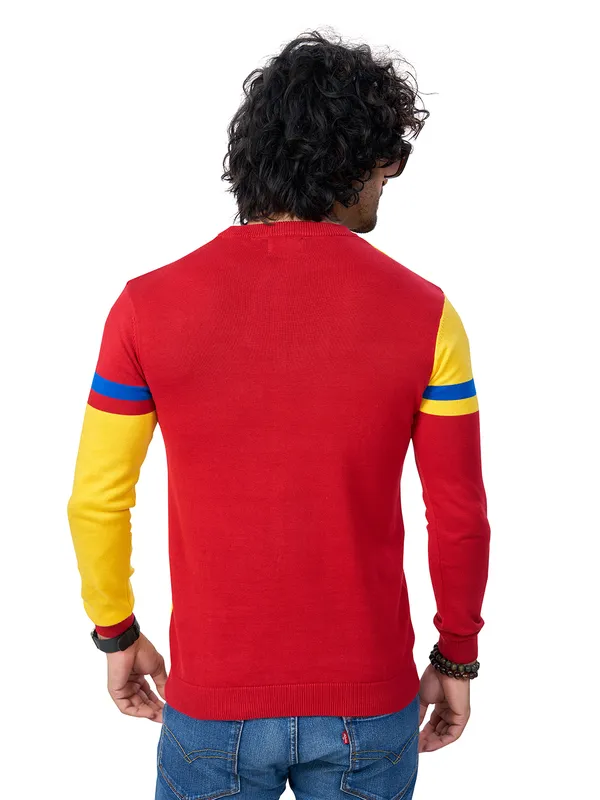 Multicolor_Cotton_Premium_Flat_Knit_Multi_Striped_Round_Neck_T-Shirt_For_Men