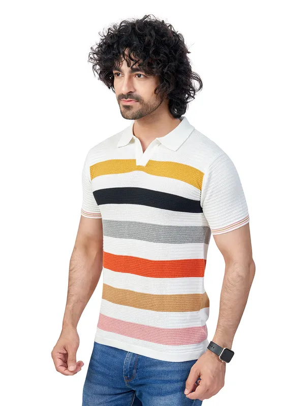 Multicolor_Cotton_Premium_Flat_Knit_Striped_Polo_T-Shirt_For_Men