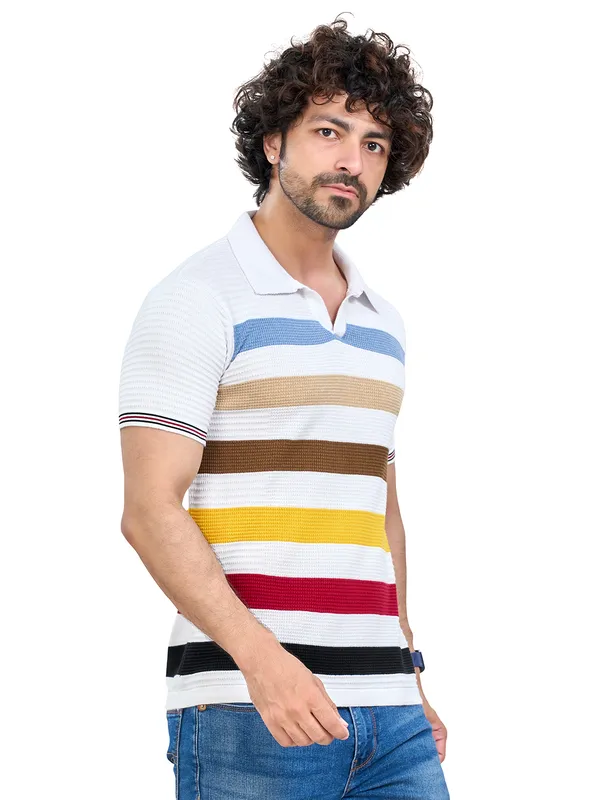 Multicolor_Cotton_Premium_Flat_Knit_Striped_Polo_T-Shirt_For_Men