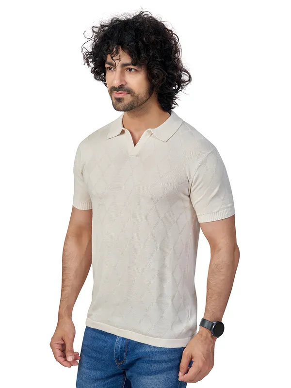 Off_White_Cotton_Self_Premium_Flat_Knit_Polo_T-Shirt_For_Men