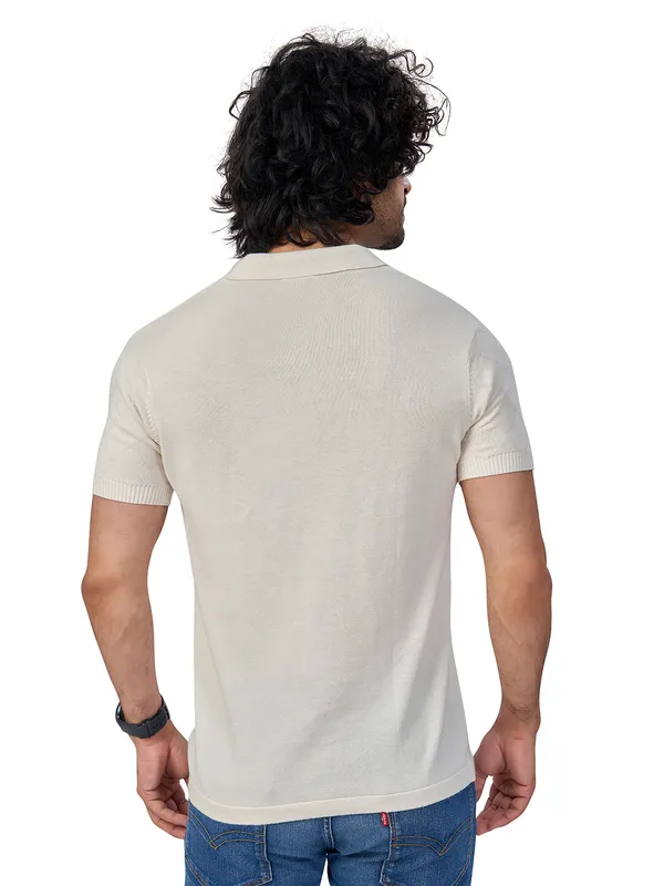Off_White_Cotton_Self_Premium_Flat_Knit_Polo_T-Shirt_For_Men