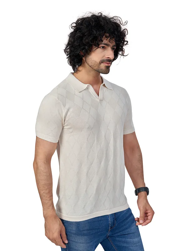 Off_White_Cotton_Self_Premium_Flat_Knit_Polo_T-Shirt_For_Men