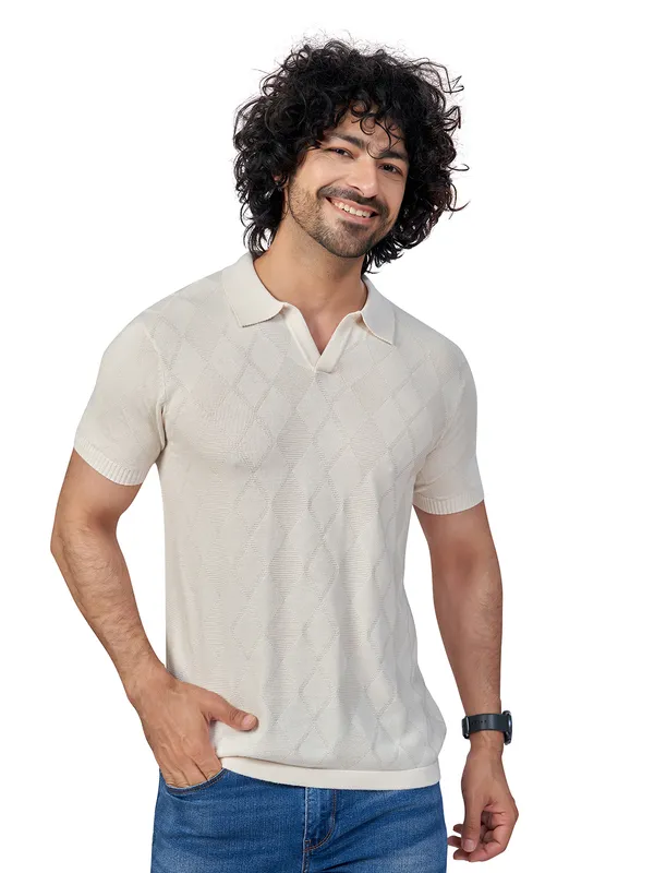 Off_White_Cotton_Self_Premium_Flat_Knit_Polo_T-Shirt_For_Men