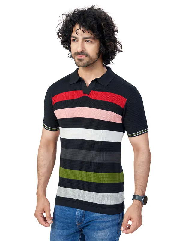 Multicolor_Cotton_Premium_Flat_Knit_Striped_Polo_T-Shirt_For_Men