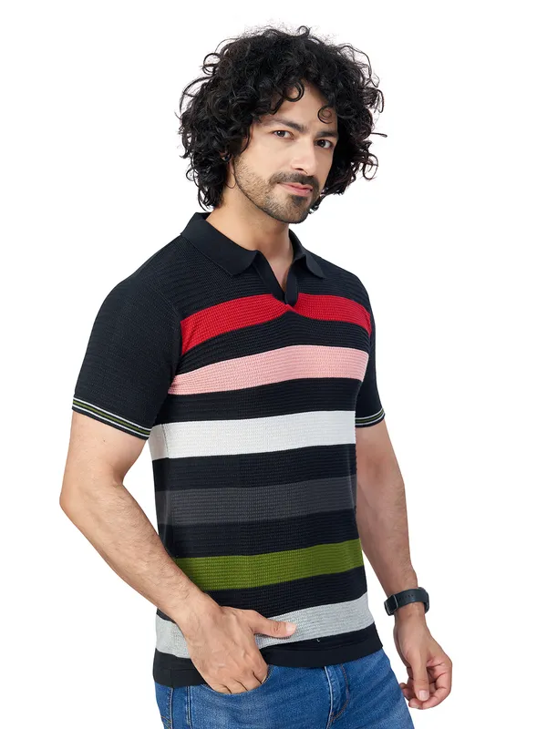 Multicolor_Cotton_Premium_Flat_Knit_Striped_Polo_T-Shirt_For_Men
