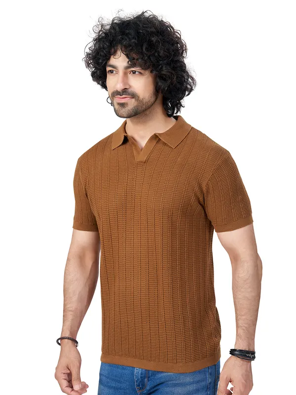 Brown_Cotton_Solid_Premium_Flat_Knit_Polo_T-Shirt_For_Men
