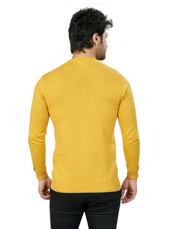 Yellow_Solid_Premium_Knit_T-Shirt_For_Men
