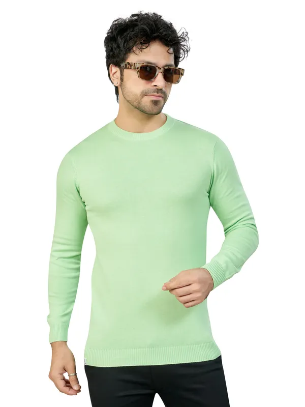 Light_Green_Solid_Premium_Knit_T-Shirt_For_Men