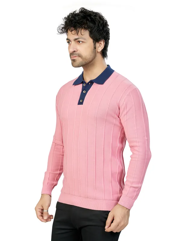 Pink_and_Blue_Collar_Solid_Premium_Polo_T-Shirt_For_Men