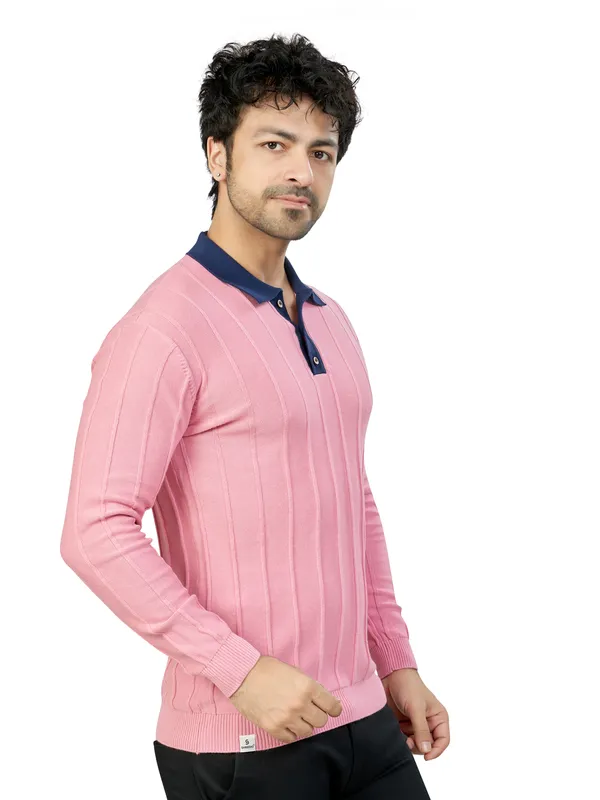 Pink_and_Blue_Collar_Solid_Premium_Polo_T-Shirt_For_Men