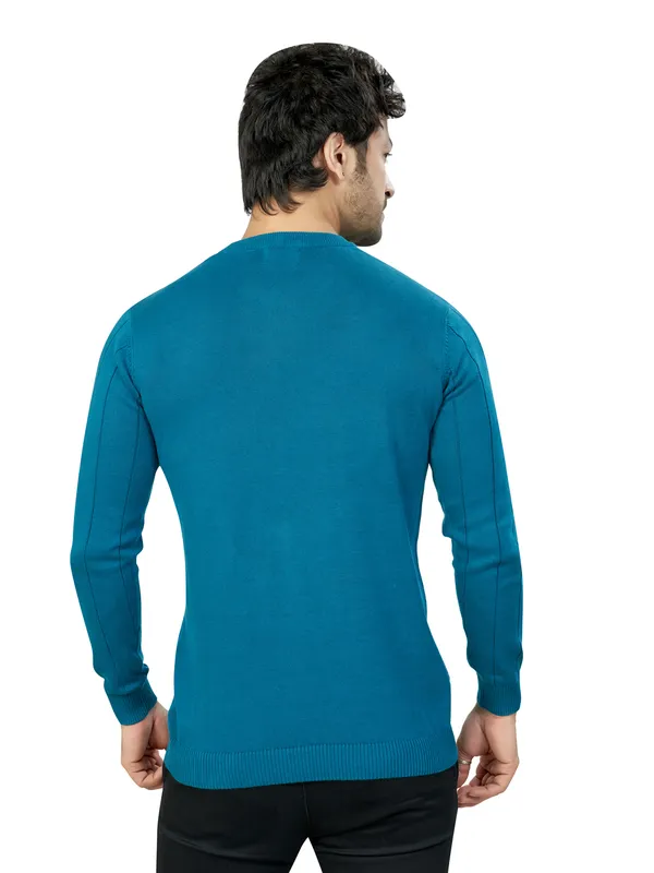 Blue_Striped_Premium_Knit_T-Shirt_For_Men