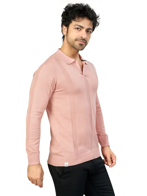 Peach_Solid_Premium_Polo_T-Shirt_For_Men