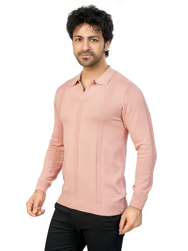 Peach_Solid_Premium_Polo_T-Shirt_For_Men
