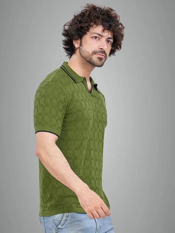 Black_&_Mehendi_Cotton_Solid_Premium_Flat_Knit_Polo_T-Shirt_For_Men