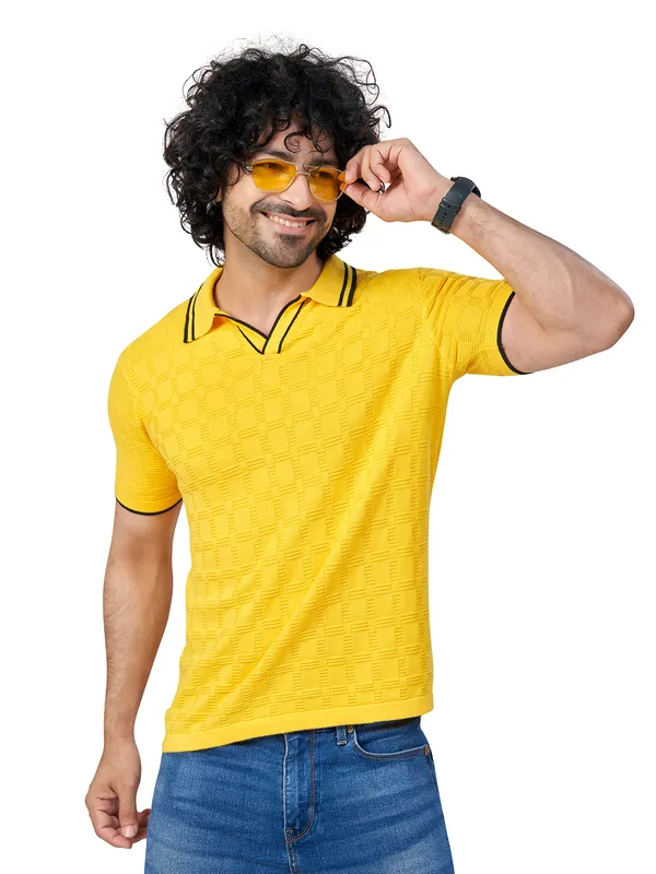 Black_&_Yellow_Cotton_Solid_Premium_Flat_Knit_Polo_T-Shirt_For_Men