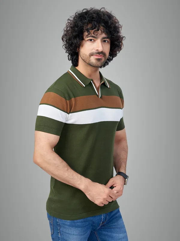Multicolor_Cotton_Premium_Flat_Knit_Mid_Stripe_Polo_T-Shirt_For_Men