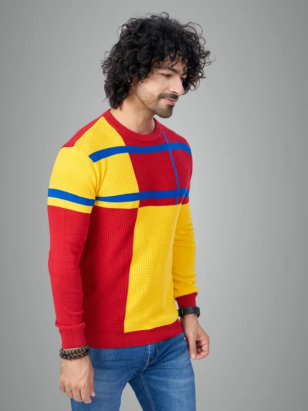 Multicolor_Cotton_Premium_Flat_Knit_Multi_Striped_Round_Neck_T-Shirt_For_Men