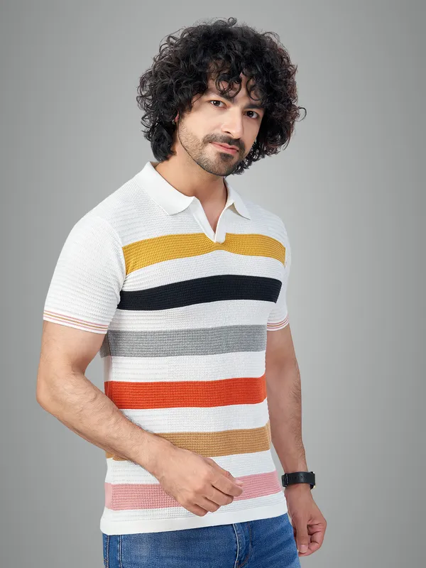 Multicolor_Cotton_Premium_Flat_Knit_Striped_Polo_T-Shirt_For_Men
