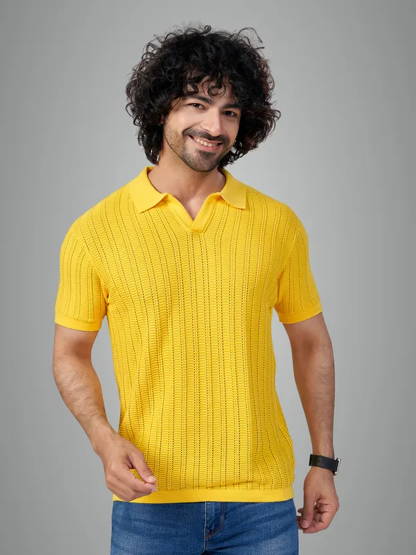 Yellow_Cotton_Solid_Premium_Flat_Knit_Polo_T-Shirt_For_Men