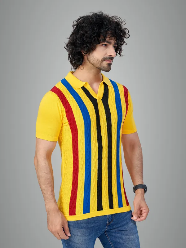 Multicolor_Cotton_Multicolor_Premium_Flat_Knit_Stripe_Polo_T-Shirt_For_Men