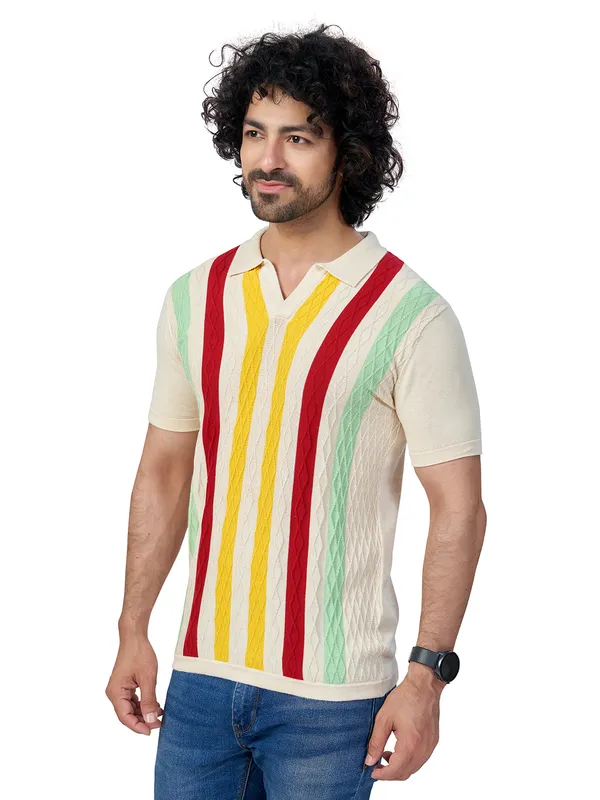 Multicolor_Cotton_Multicolor_Premium_Flat_Knit_Stripe_Polo_T-Shirt_For_Men