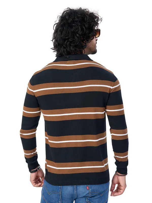 Multicolor_Cotton_Striped_Premium_Flat_Knit_Polo_T-Shirt_For_Men
