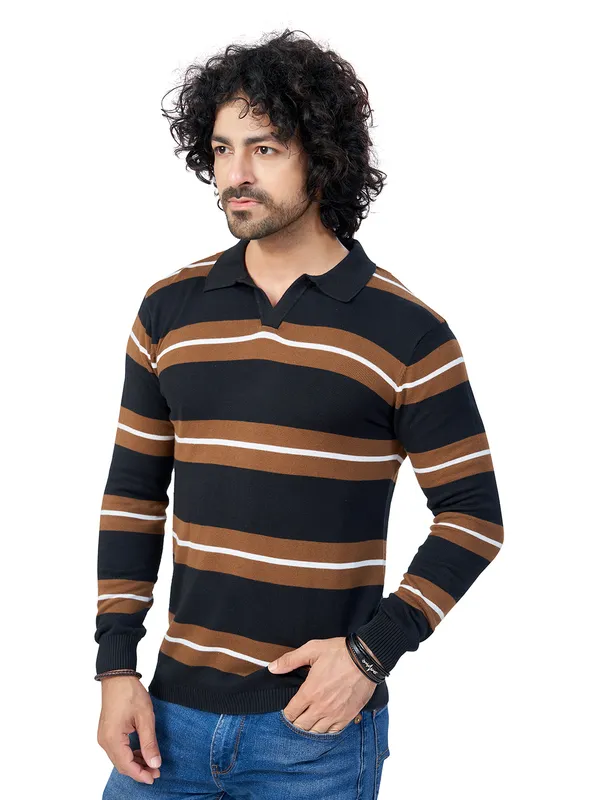 Multicolor_Cotton_Striped_Premium_Flat_Knit_Polo_T-Shirt_For_Men