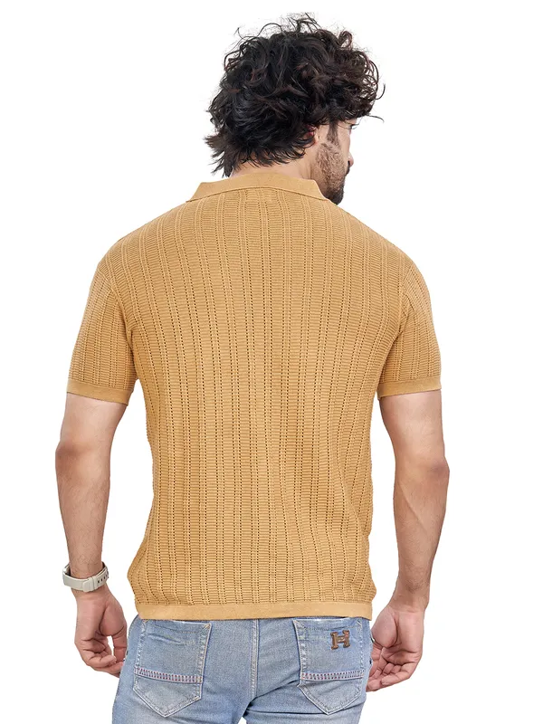 Light_Brown_Cotton_Solid_Premium_Flat_Knit_Polo_T-Shirt_For_Men