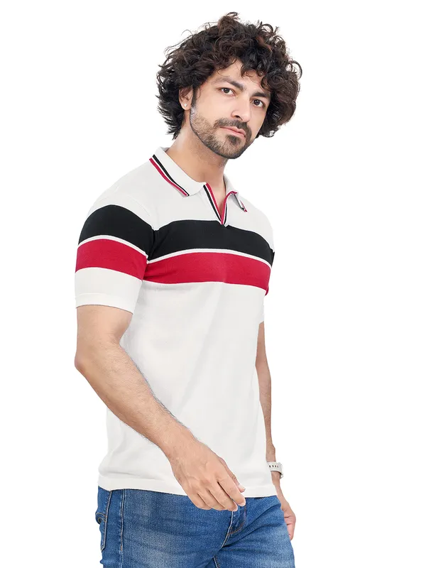 Multicolor_Cotton_Premium_Flat_Knit_Mid_Stripe_Polo_T-Shirt_For_Men