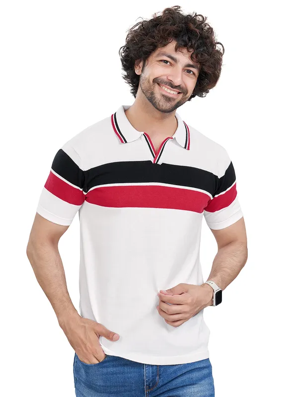 Multicolor_Cotton_Premium_Flat_Knit_Mid_Stripe_Polo_T-Shirt_For_Men