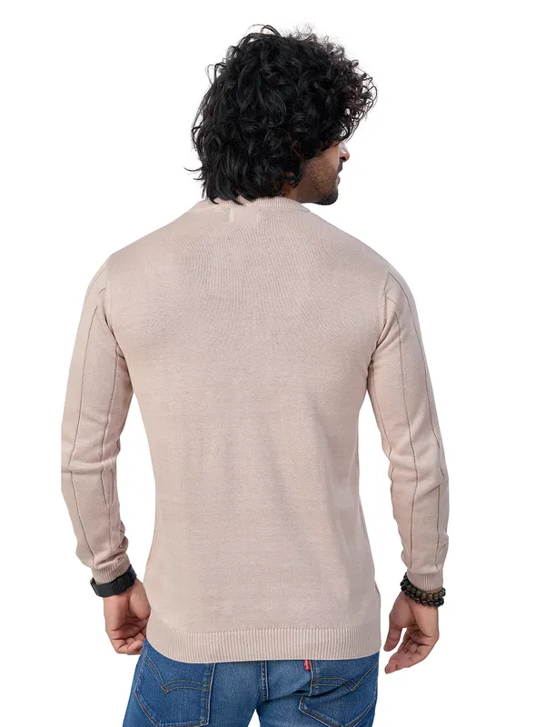 Pink_Cotton_Striped_Premium_Flat_Knit_Round_Neck_T-Shirt_Full_Sleeves_For_Men