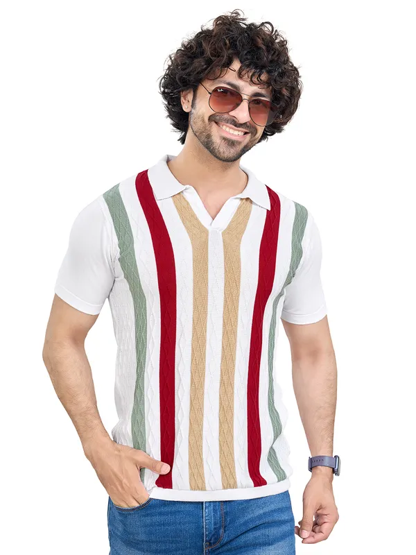 Multicolor_Cotton_Multicolor_Premium_Flat_Knit_Stripe_Polo_T-Shirt_For_Men