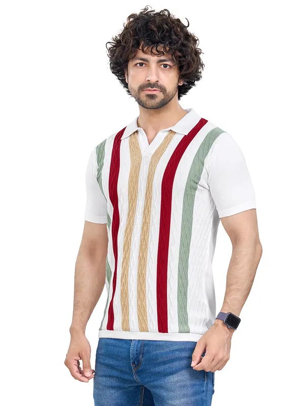 Multicolor_Cotton_Multicolor_Premium_Flat_Knit_Stripe_Polo_T-Shirt_For_Men