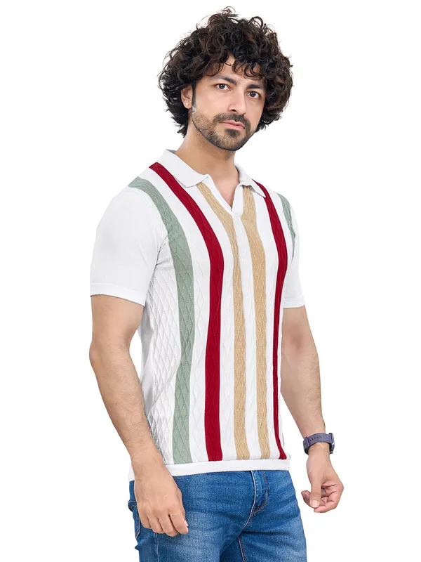 Multicolor_Cotton_Multicolor_Premium_Flat_Knit_Stripe_Polo_T-Shirt_For_Men