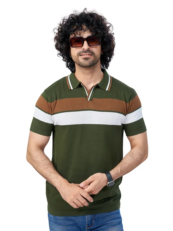 Multicolor_Cotton_Premium_Flat_Knit_Mid_Stripe_Polo_T-Shirt_For_Men