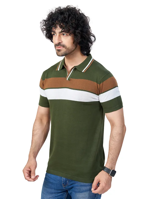 Multicolor_Cotton_Premium_Flat_Knit_Mid_Stripe_Polo_T-Shirt_For_Men