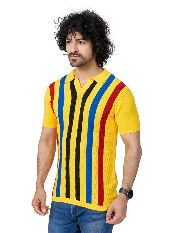 Multicolor_Cotton_Multicolor_Premium_Flat_Knit_Stripe_Polo_T-Shirt_For_Men