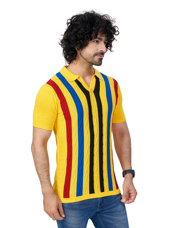 Multicolor_Cotton_Multicolor_Premium_Flat_Knit_Stripe_Polo_T-Shirt_For_Men