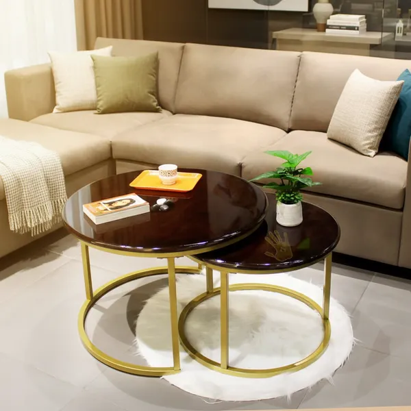 Sheesham_Solid_Wood_Coffee_Table_-_Set_of_2_(27/22_inch_dia)_for_Living|Drawing|Bedroom|Office|Balcony|Gift|Diwali|Wedding