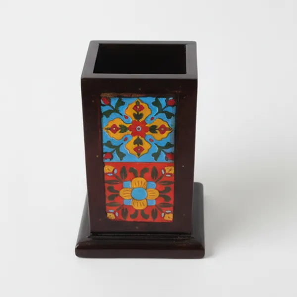 Artisanal_Wooden_Pen_Stand_withCeramic_Tiles_|_Desk_Organizer_|_Ethnic_Floral_Design_Stationery_Holder