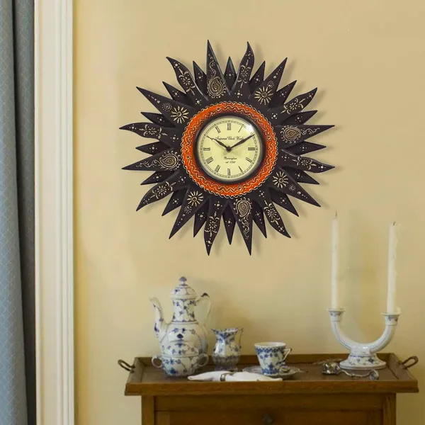 Black_Embossed_Sunny_Wall_Clock_-_Decorative_Modern_Clock_For_Gift_And_Decor,_Contemporary_Wall_Clock,_Black_Finish,_Unique_Embossed_Design,_Home_Decor,_Online_Shopping