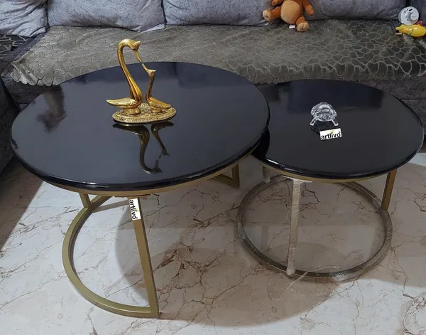Sheesham_Solid_Wood_Coffee_Table_-_Set_of_2_(27/22_inch_dia)_for_Living|Drawing|Bedroom|Office|Balcony|Gift|Diwali|Wedding