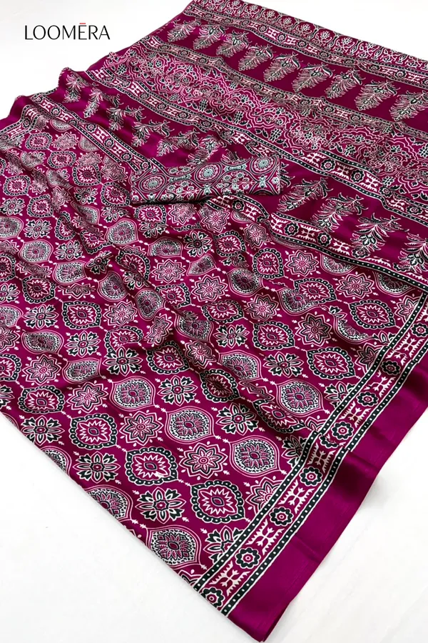 Pink_Soft_Modal_Silk_Saree_with_Ajrakh_Print