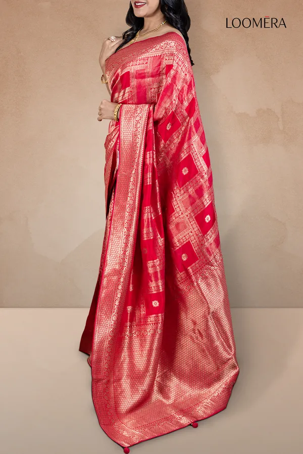 Rani_Pink_Silk_Saree_With_Heavy_Golden_Zari_Work