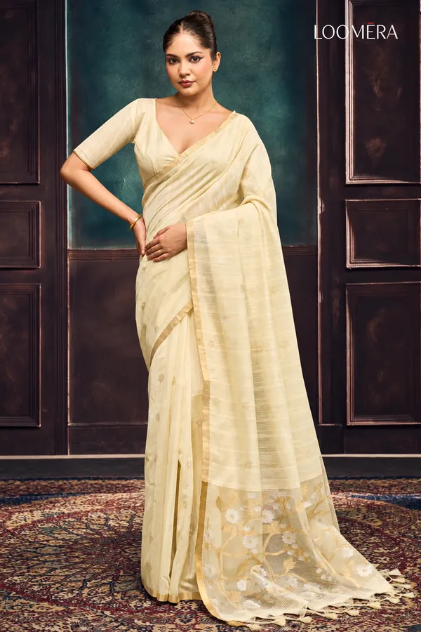 Cream_Munga_Cotton_Saree_with_Golden_Border