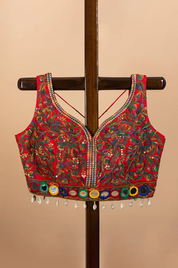 Red_Blouse_With_Kutch_Embroidery_Work