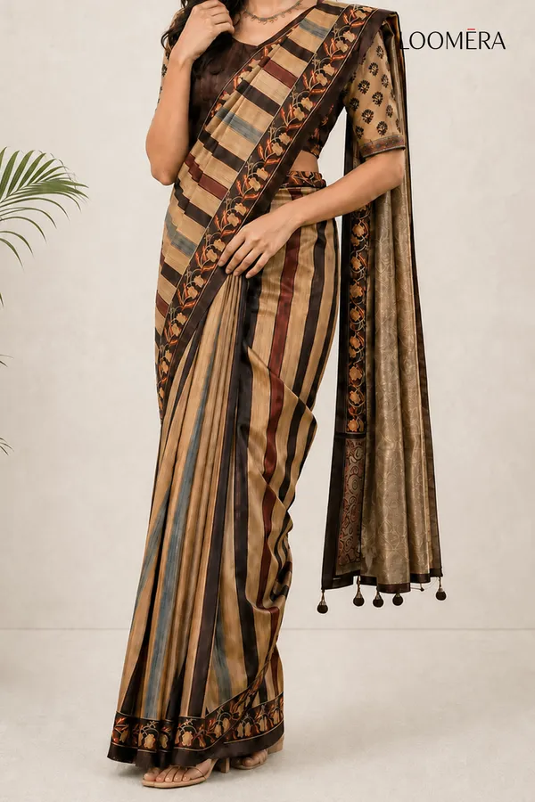 Beige_and_Brown_Ajrakh_Printed_Saree